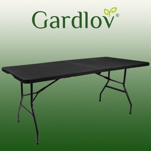 Folding garden table black 180cm