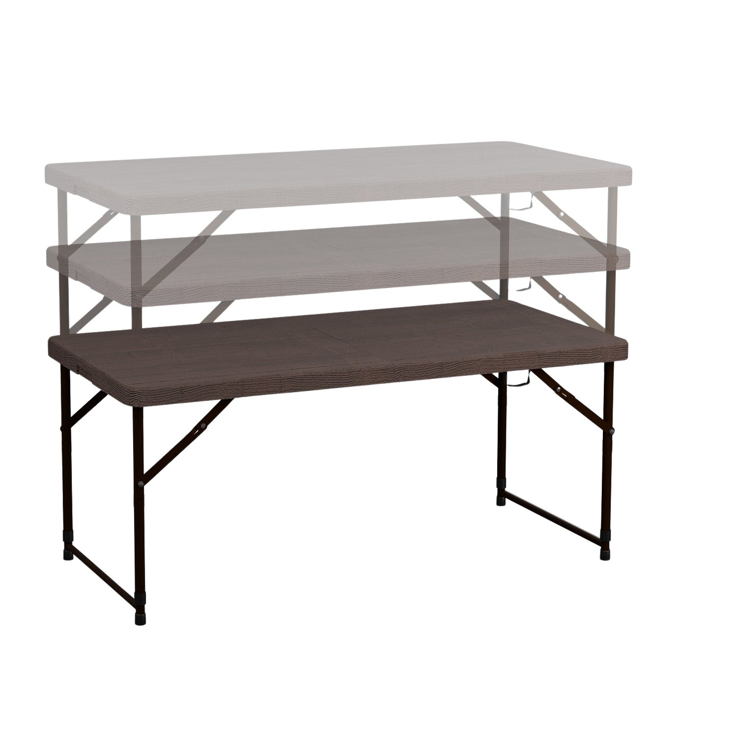 Folding garden table, height adjustable
