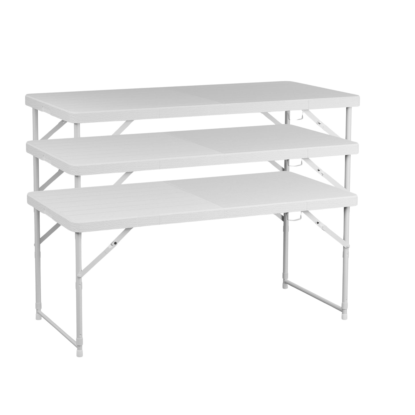 Folding garden table, height adjustable