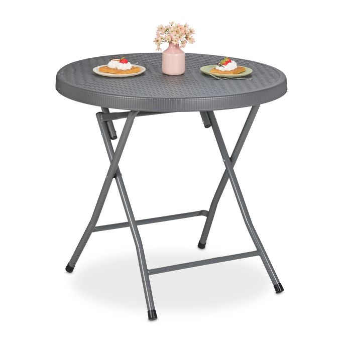 Folding garden table in rattan look