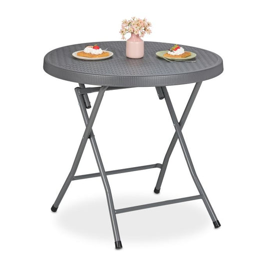 Folding garden table in rattan look