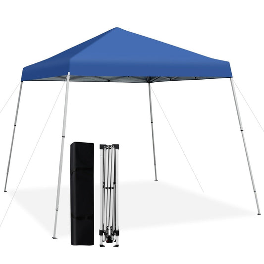 Folding gazebo 3 m x 3 m large folding canopy blue with carrying bag with 3-stage height adjustment