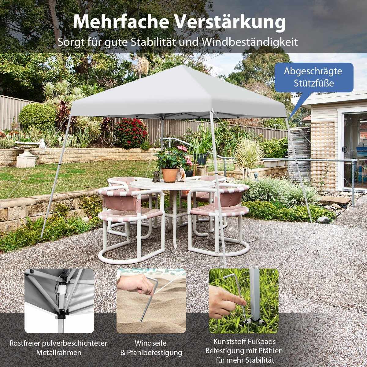 Folding gazebo 3 m x 3 m large folding canopy white with carrying bag with 3-stage height adjustment
