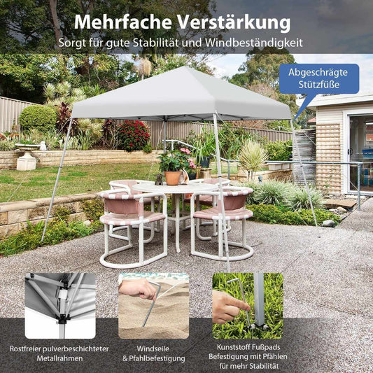 Folding gazebo 3 m x 3 m large folding canopy white with carrying bag with 3-stage height adjustment