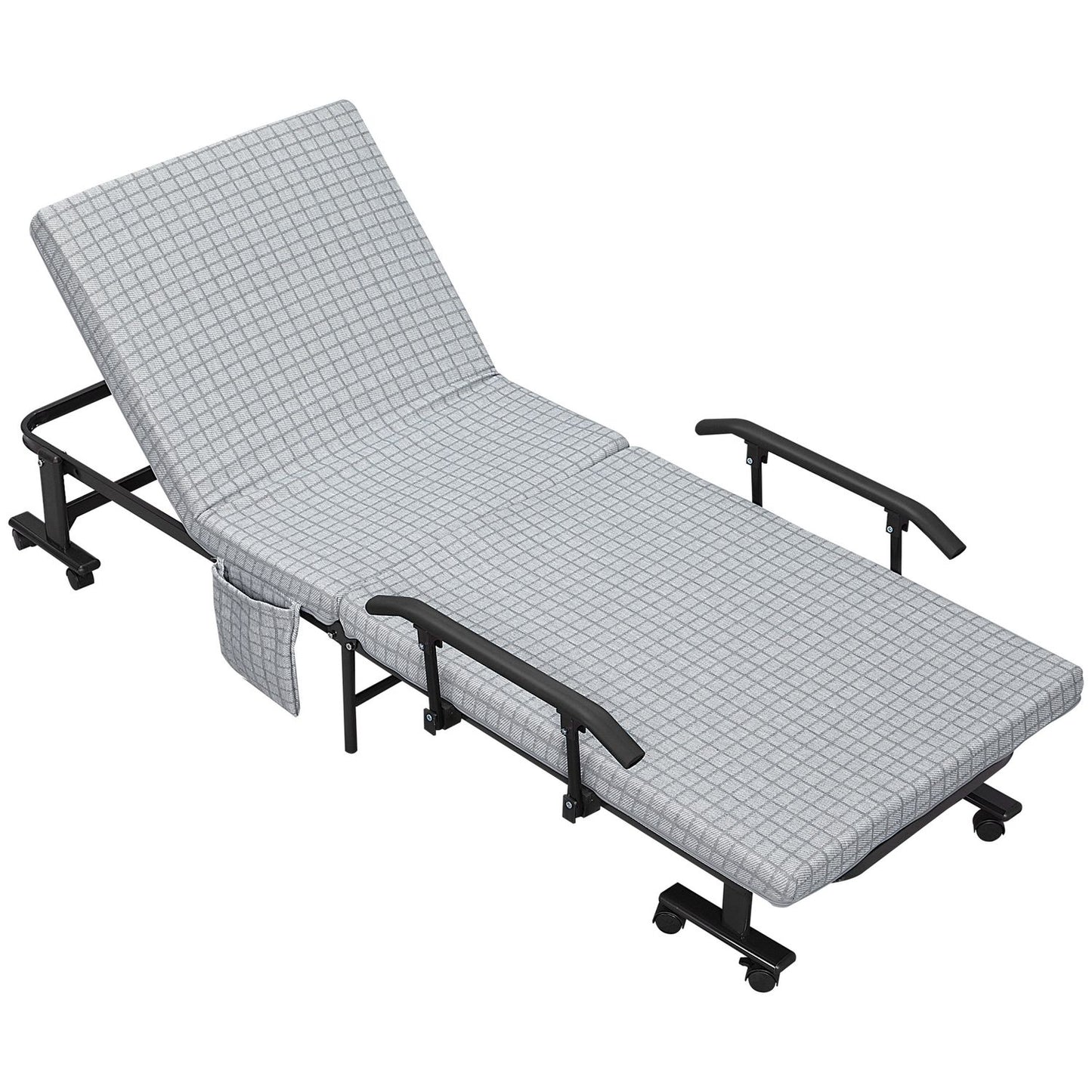 Folding guest bed - Steel frame, adjustable backrest