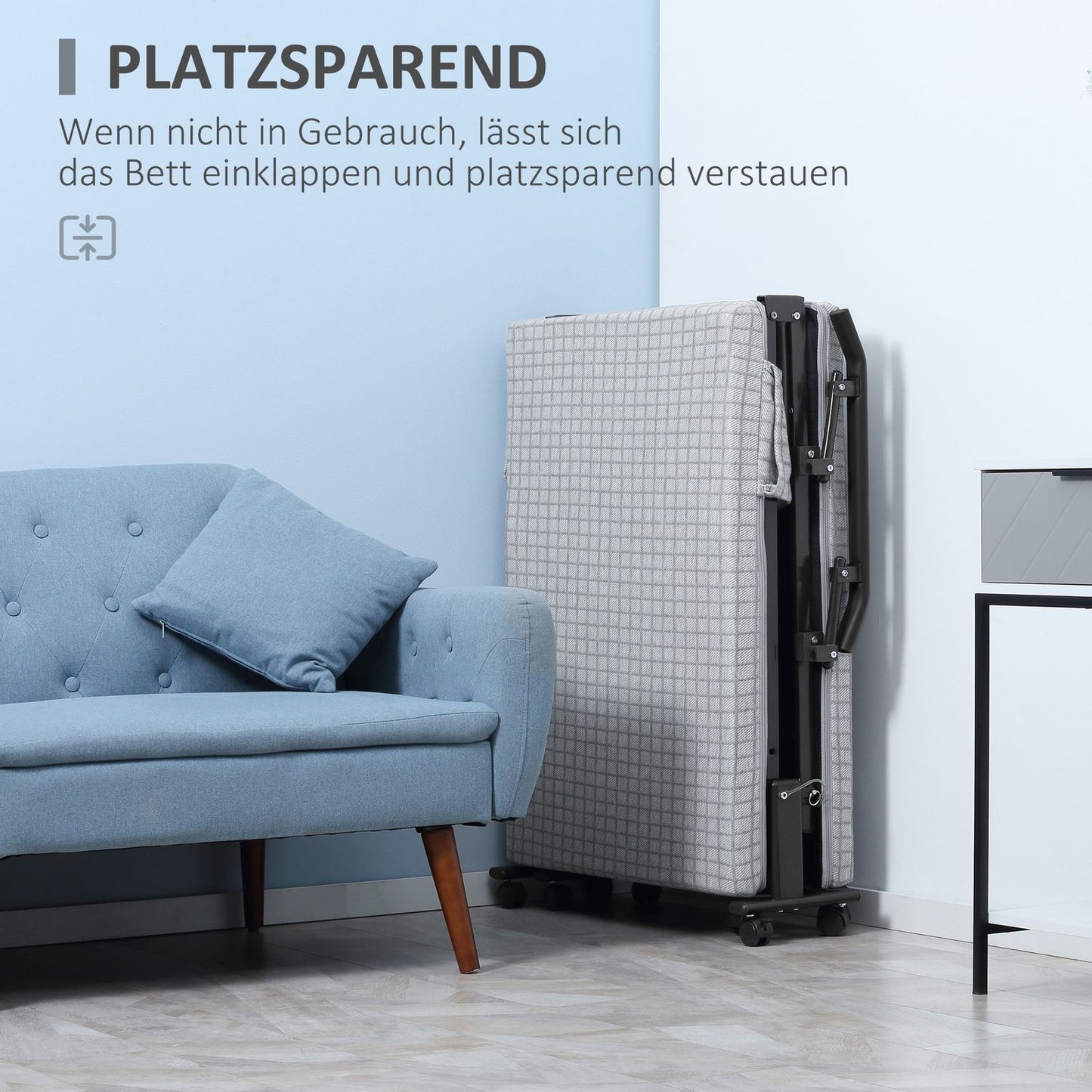 Folding guest bed - Steel frame, adjustable backrest