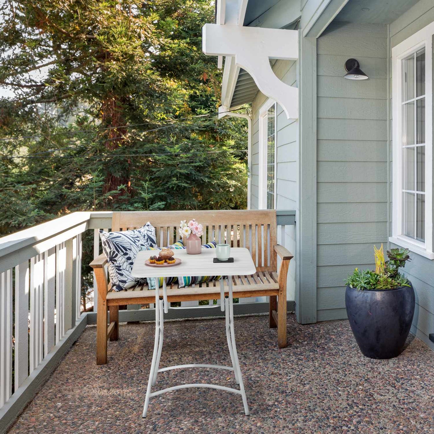 Folding metal balcony table