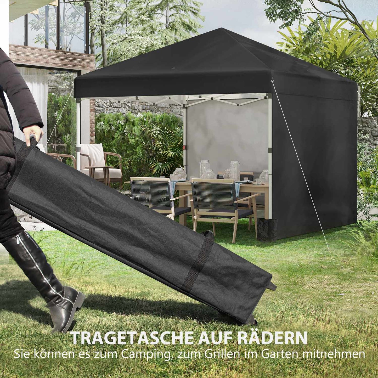 Pop-up tent 2.97x2.97m, UV protection with side walls