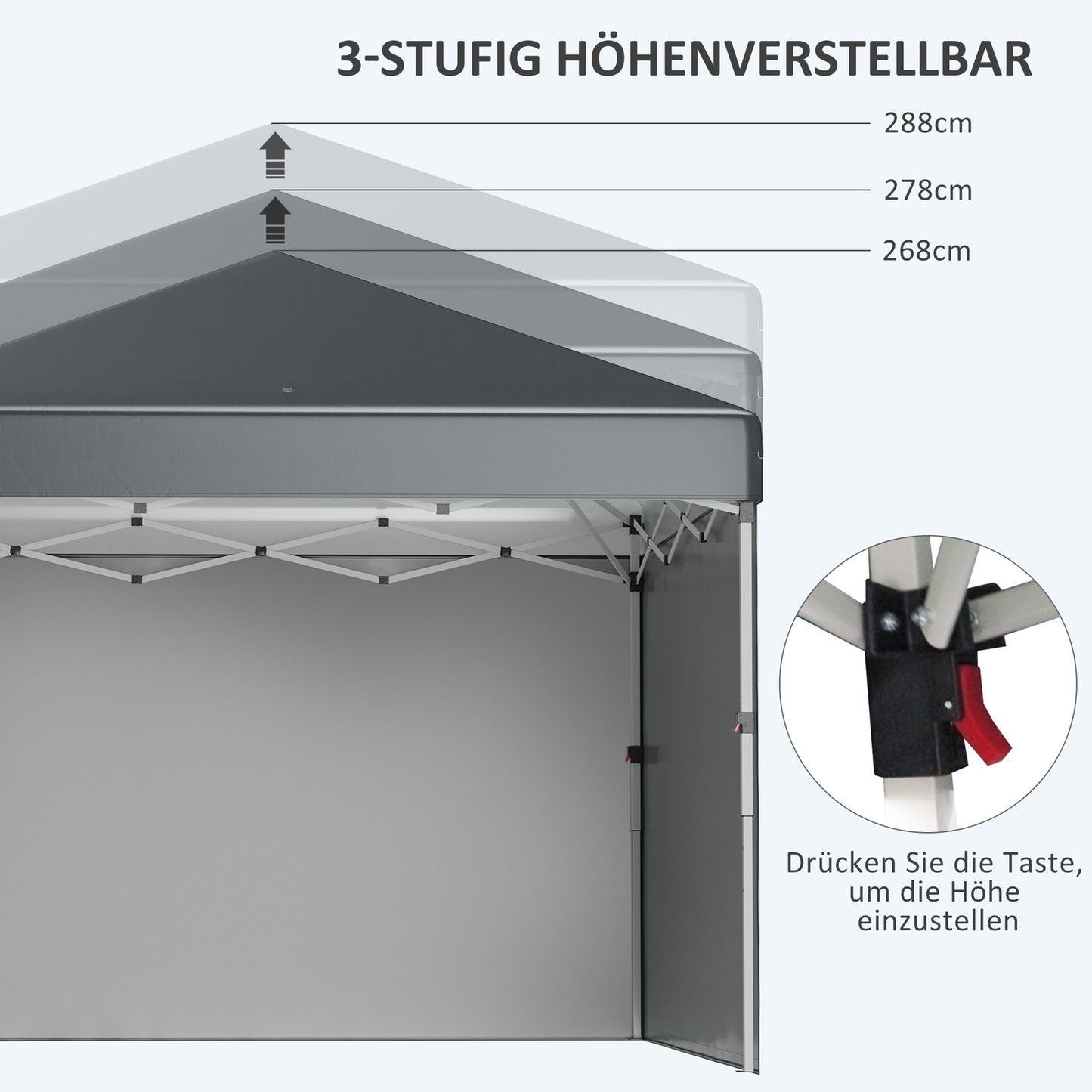 Foldable 2.97x2.97m Pavilion tent with side walls & UV protection