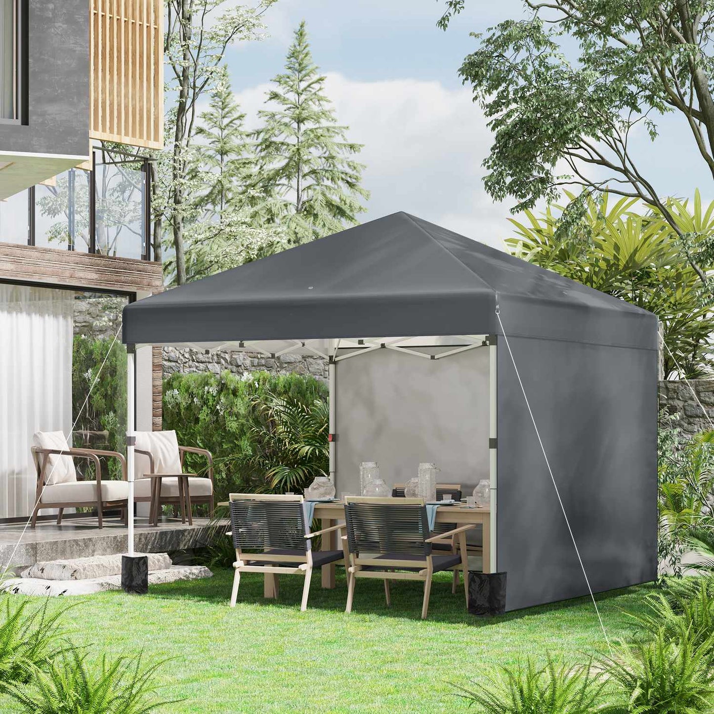 Foldable 2.97x2.97m Pavilion tent with side walls & UV protection