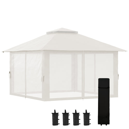 Folding pavilion 4x4m, UV protection, adjustable height, cream
