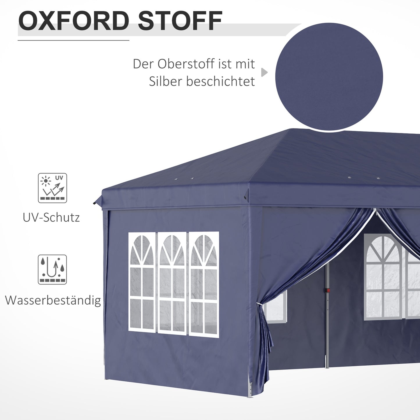 Folding pavilion 5.85x2.95m with UV protection & Sides