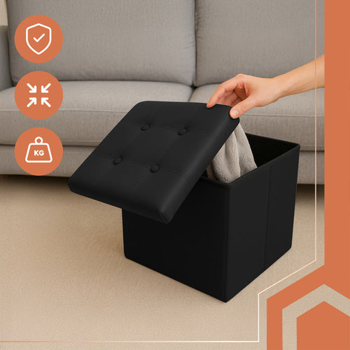 Folding pouffe black 25779