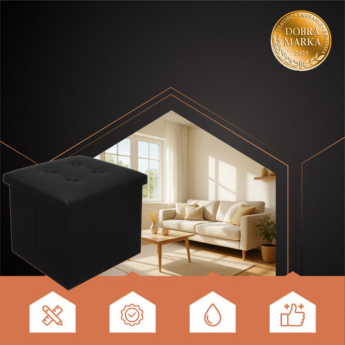 Folding pouffe black 25779