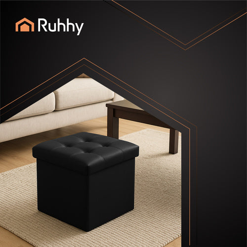 Folding pouffe black 25779
