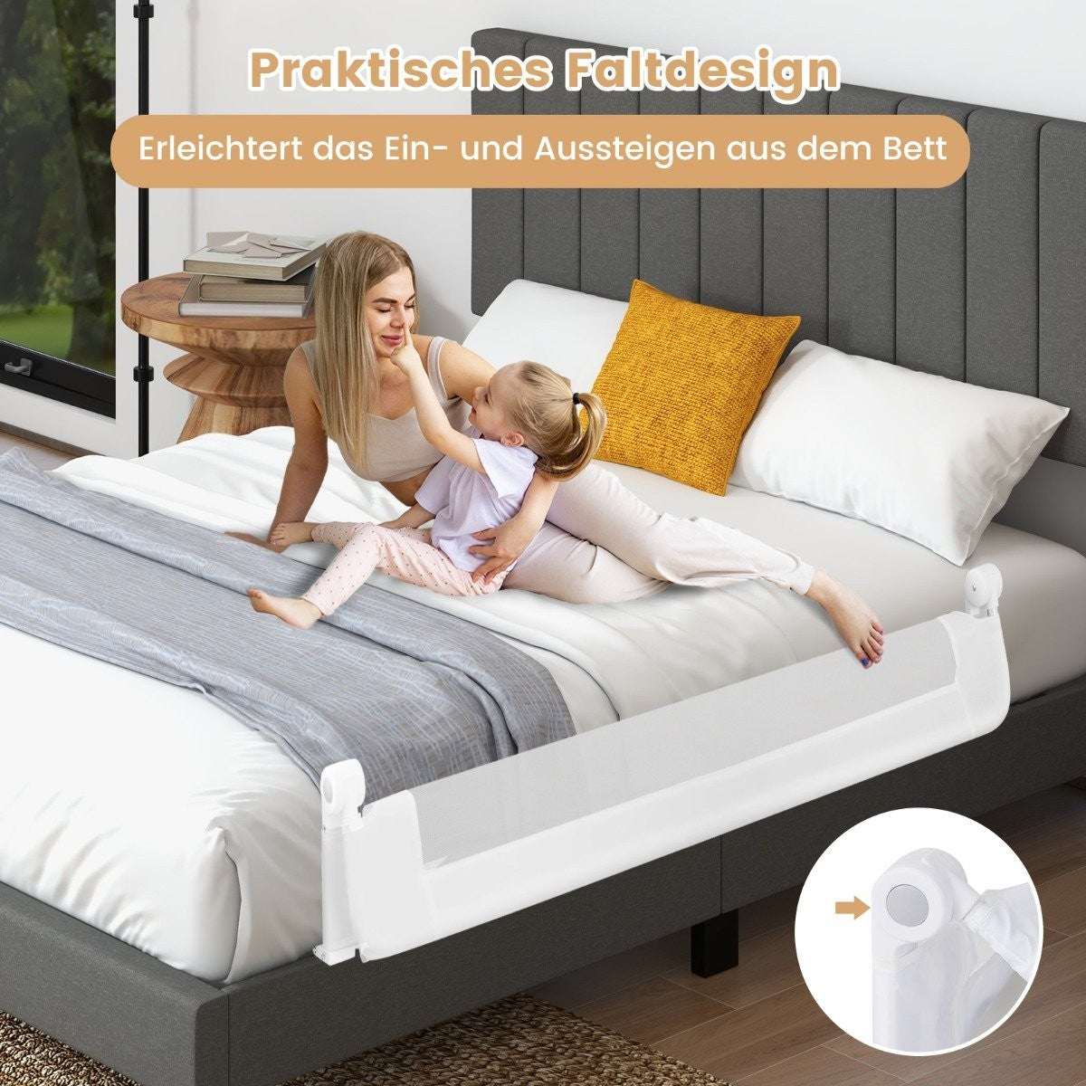 Folding safety gate for cots with adjustable straps 150x40.5x42 cm white
