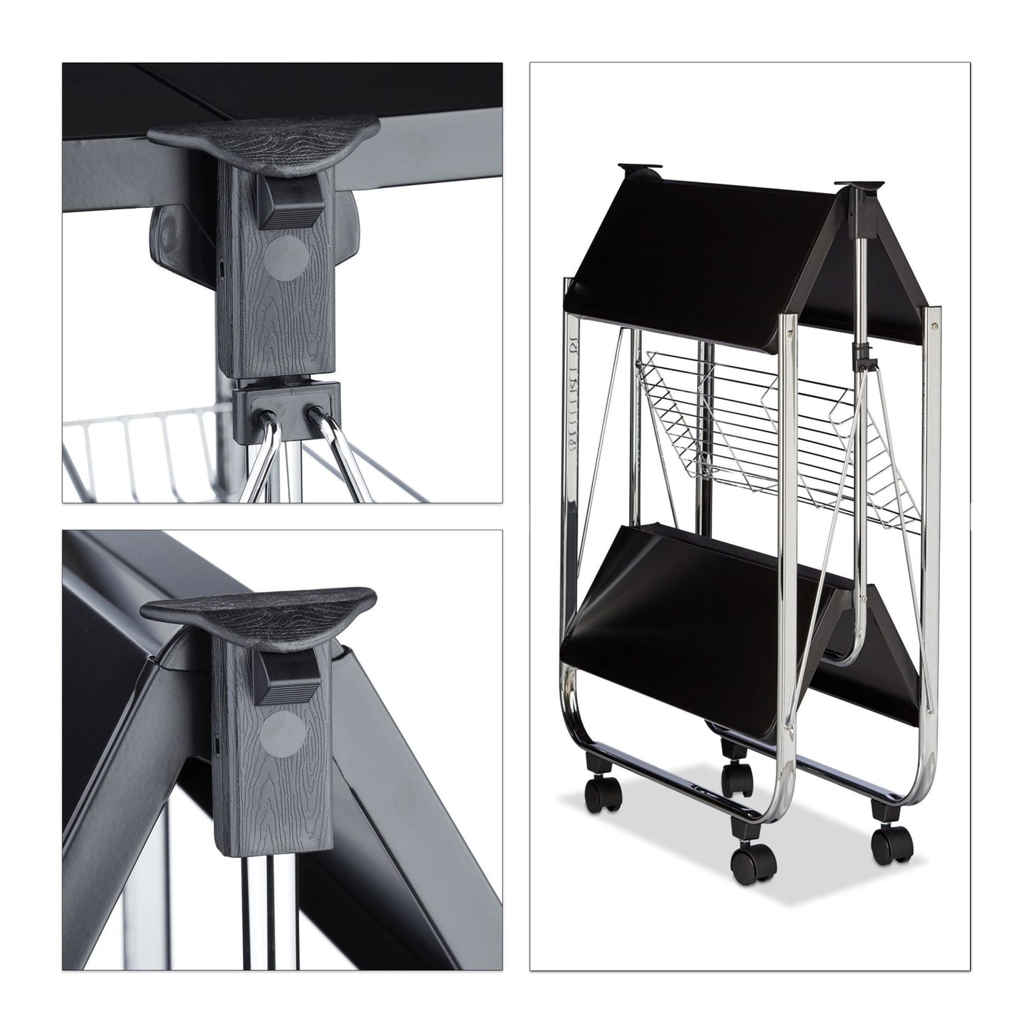 Folding serving trolley
