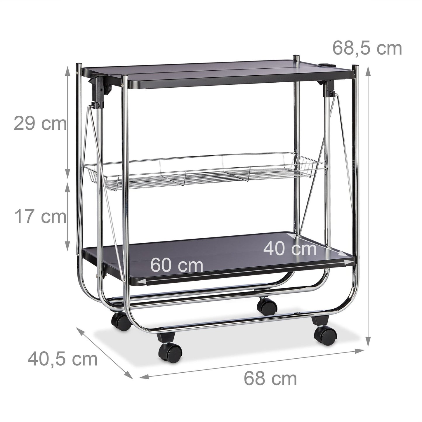 Folding serving trolley