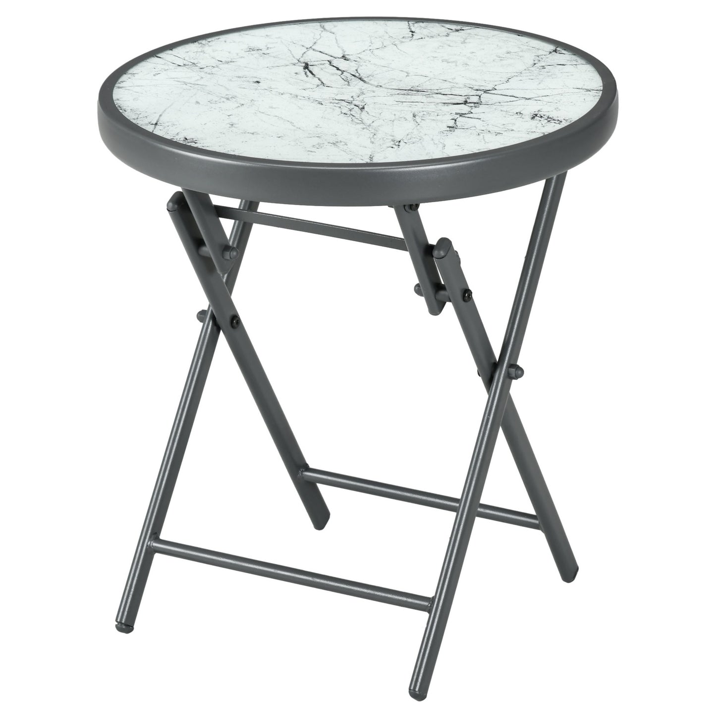 Round folding glass table - Marble Look, versatile use, 45x50 cm
