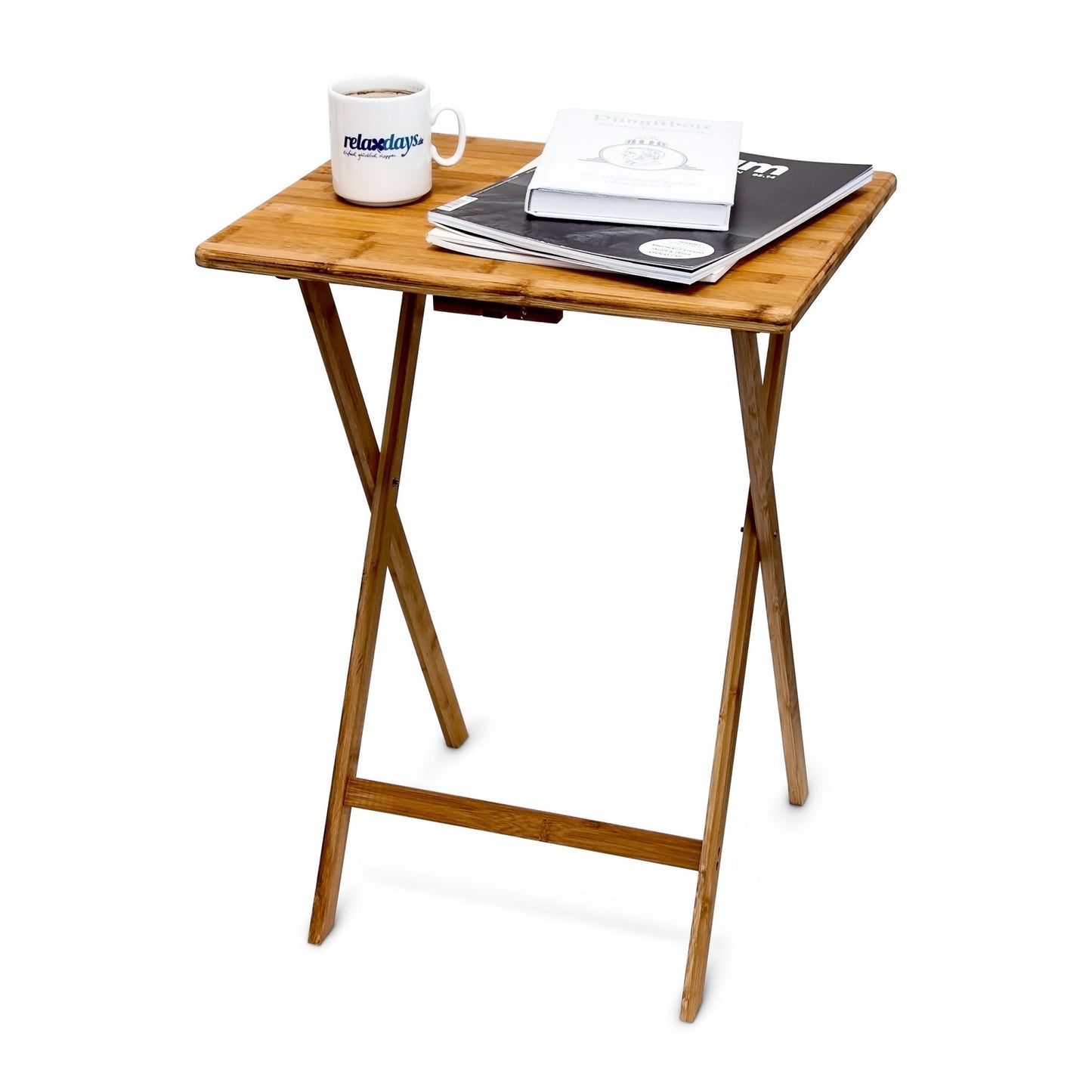 Folding side table in bamboo