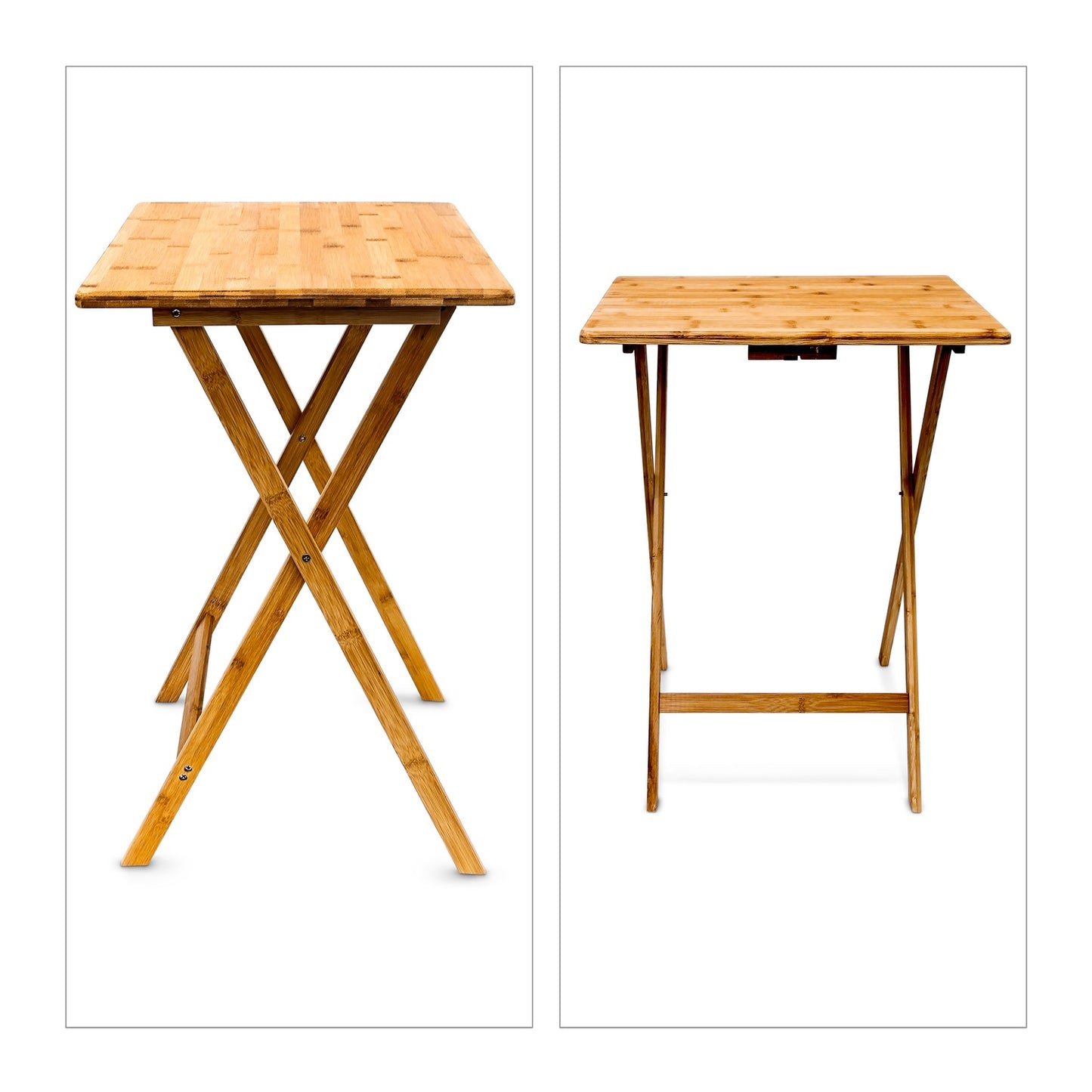 Folding side table in bamboo