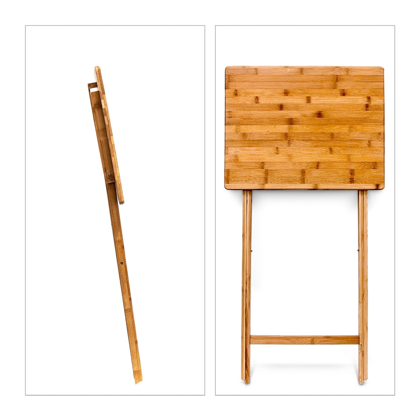 Folding side table in bamboo