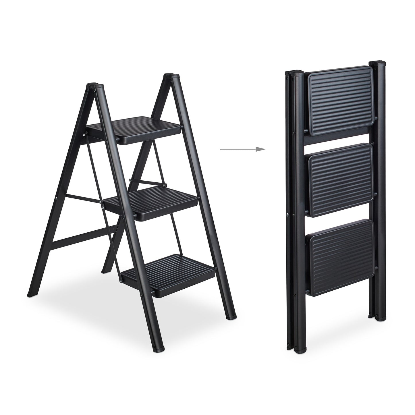 Folding steel stepladder