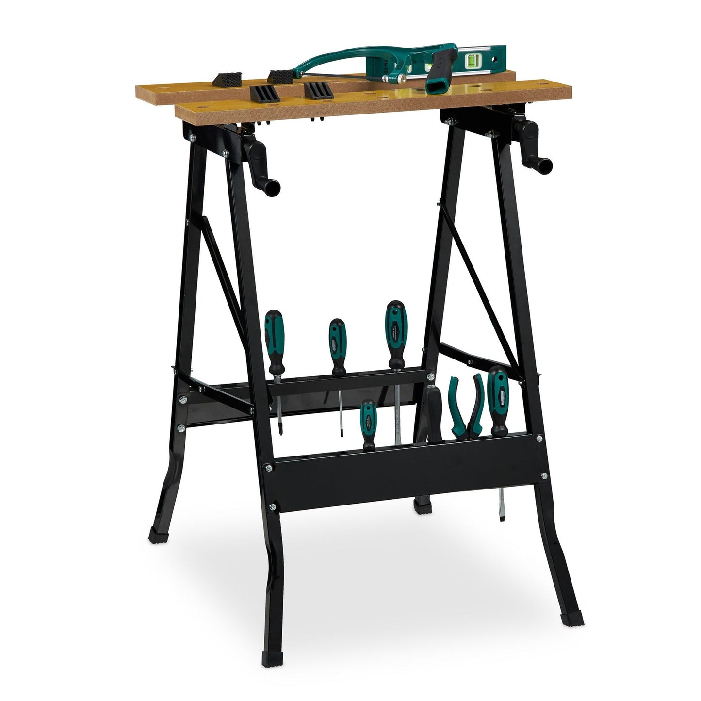 Folding steel workbench