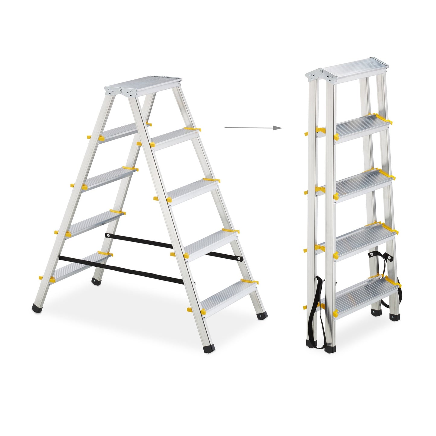 Folding stepladder in aluminium