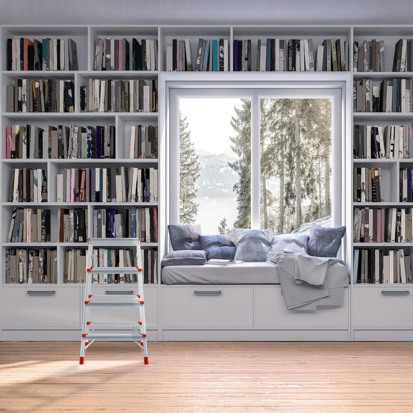 Folding stepladder in aluminium