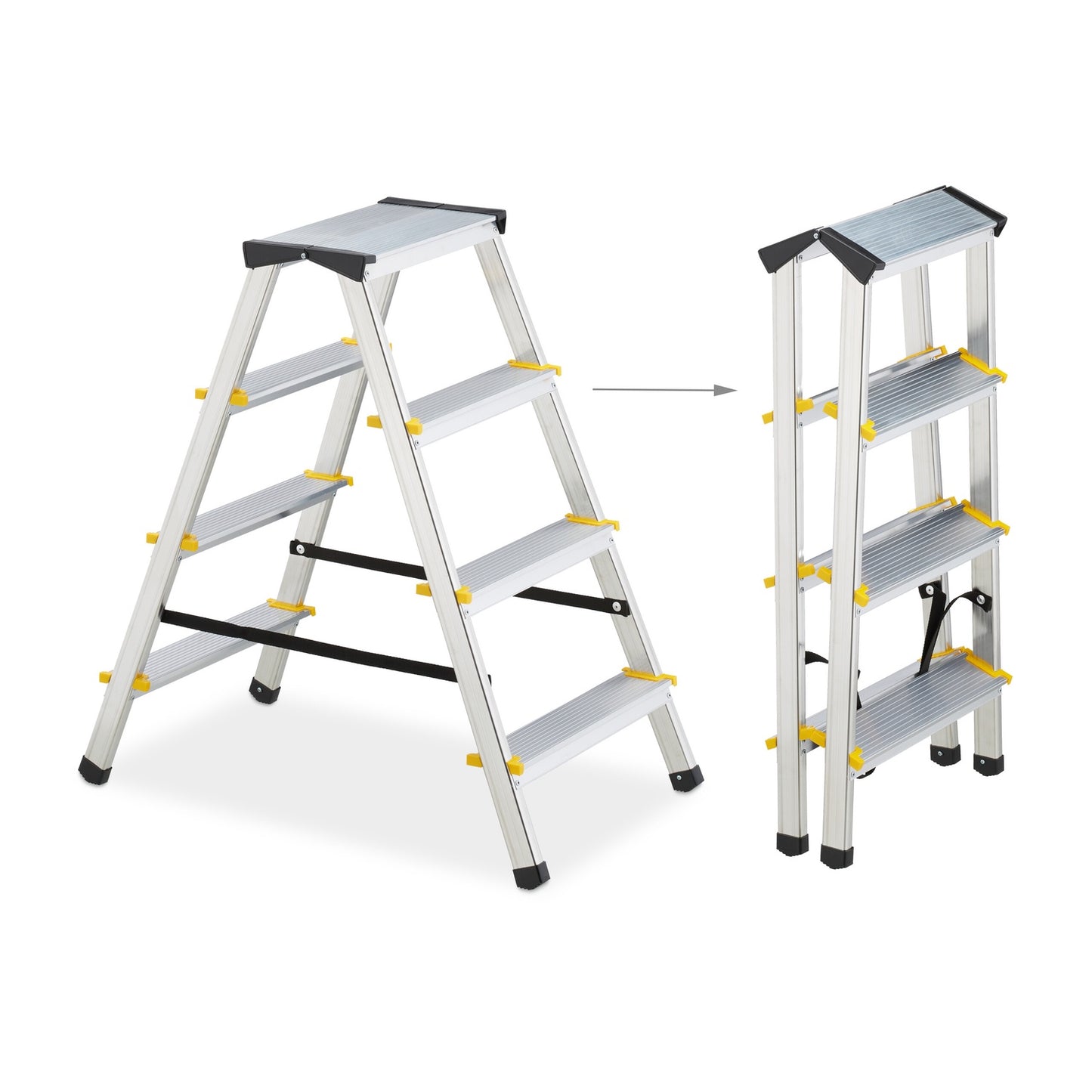 Folding stepladder in aluminium
