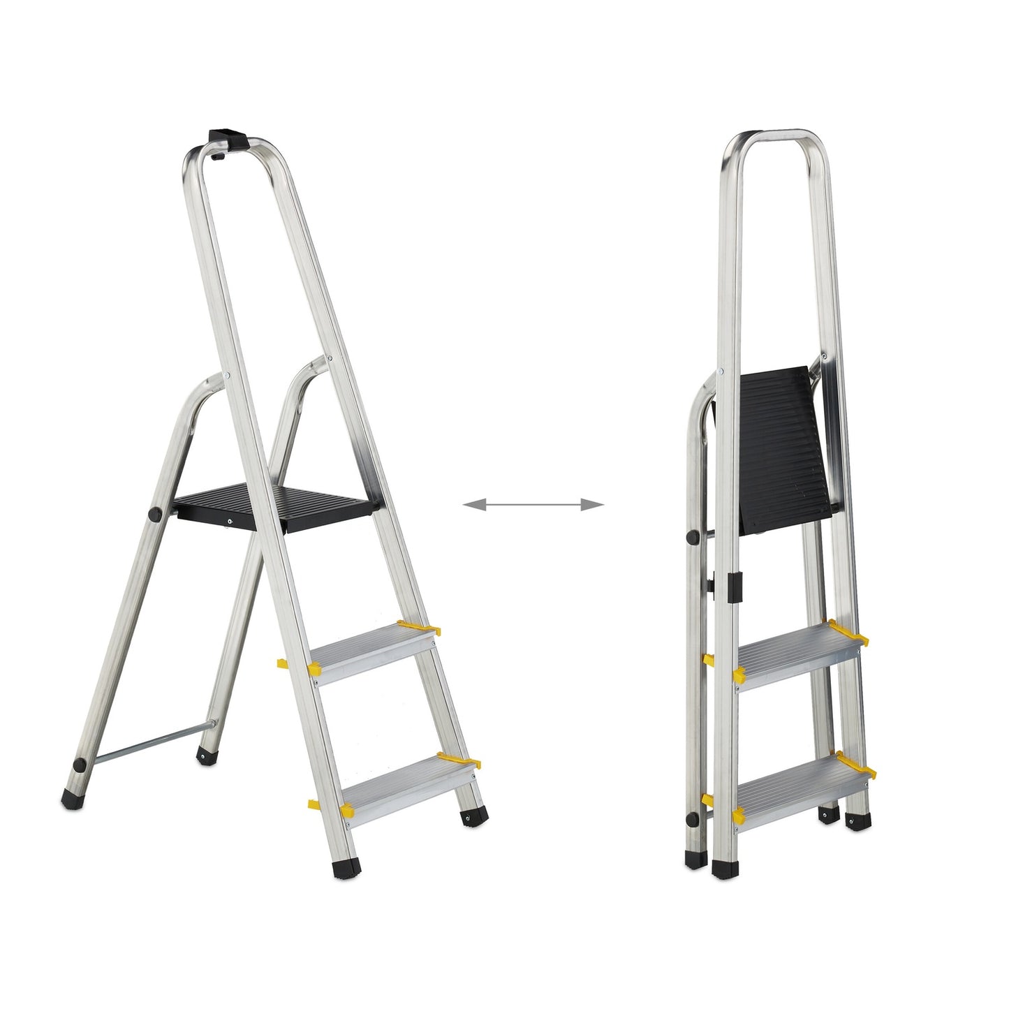 Folding stepladder with support handle
