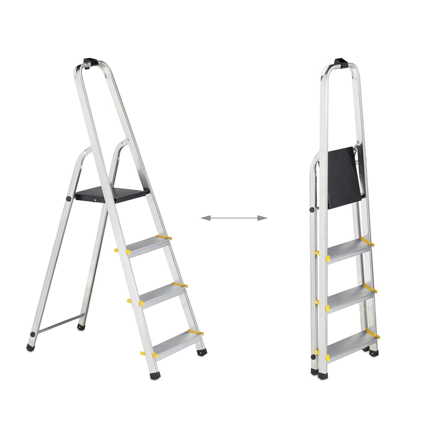 Folding stepladder with support handle