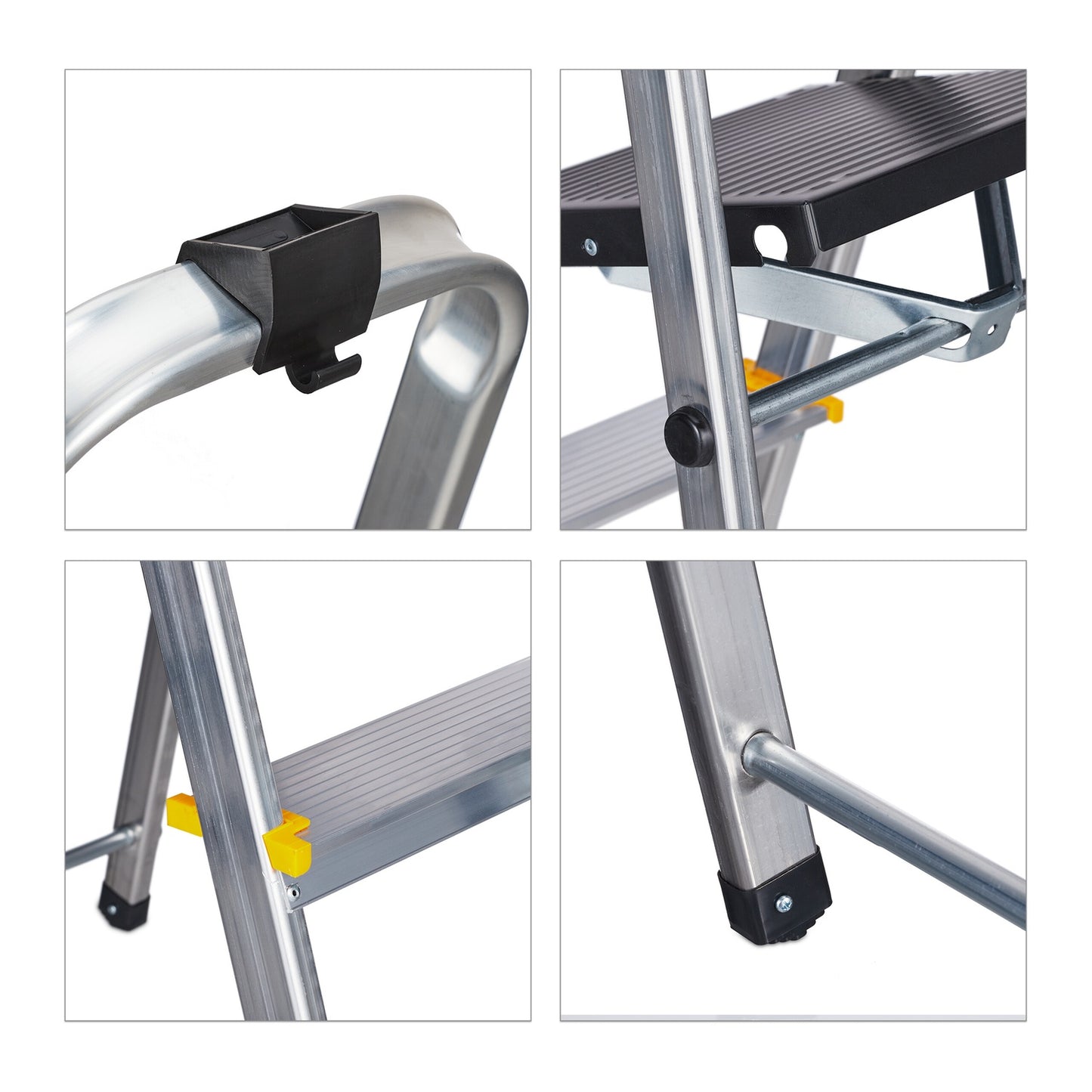 Folding stepladder with support handle
