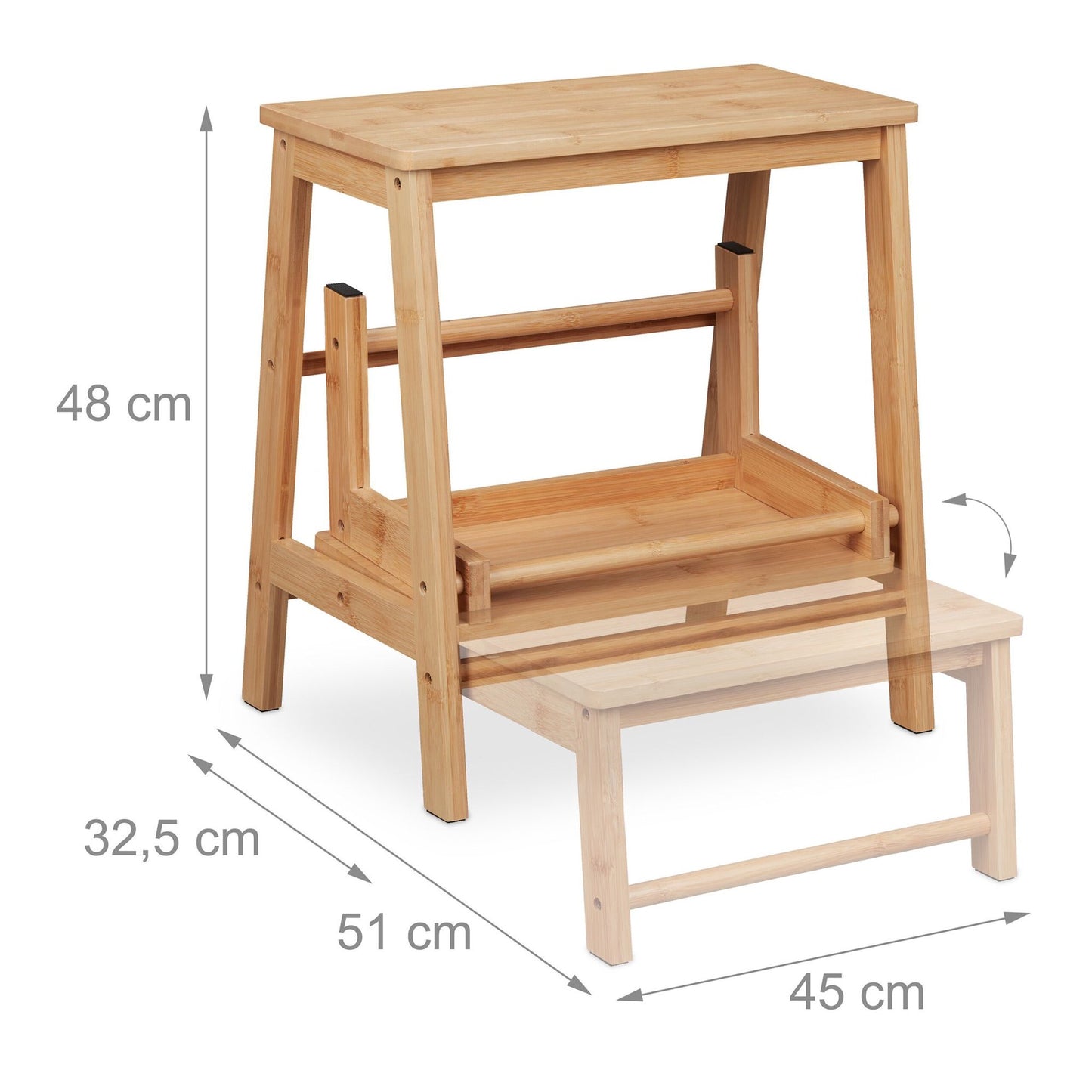 Folding step stool made of bamboo