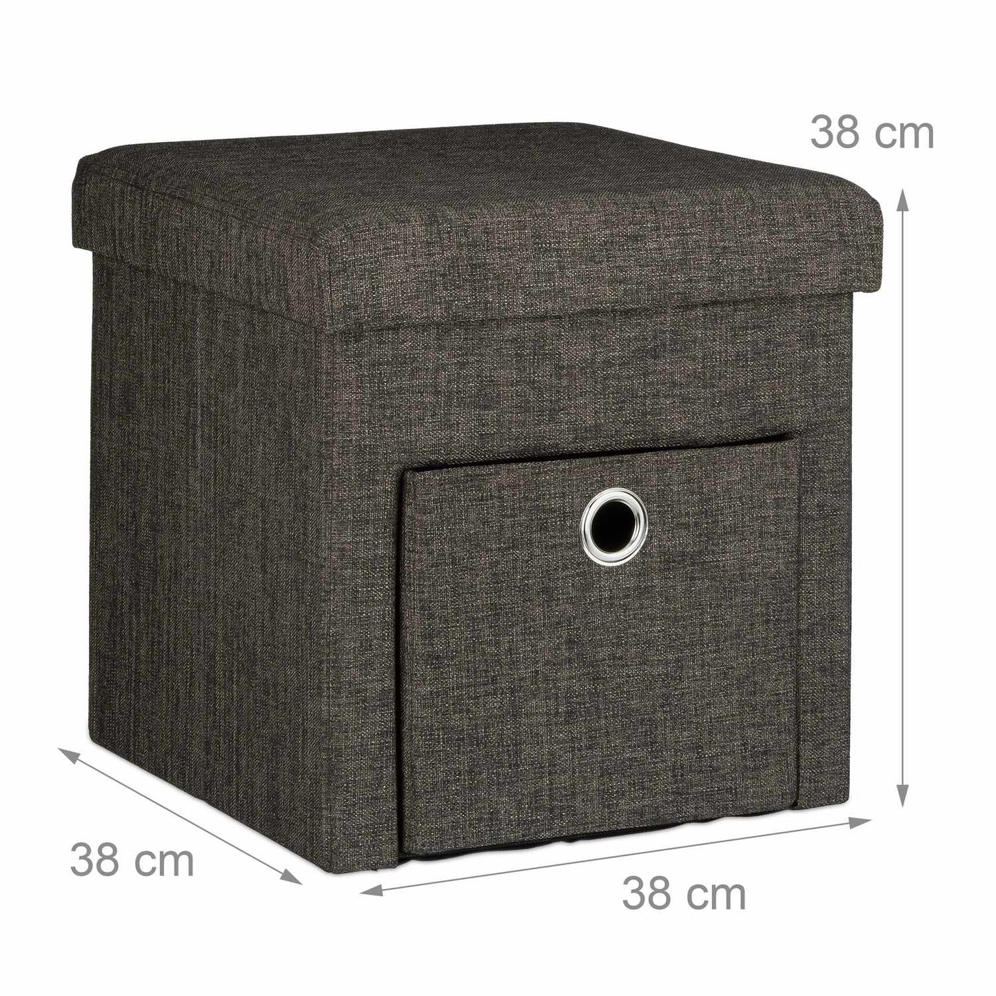 Folding stool in linen with compartment