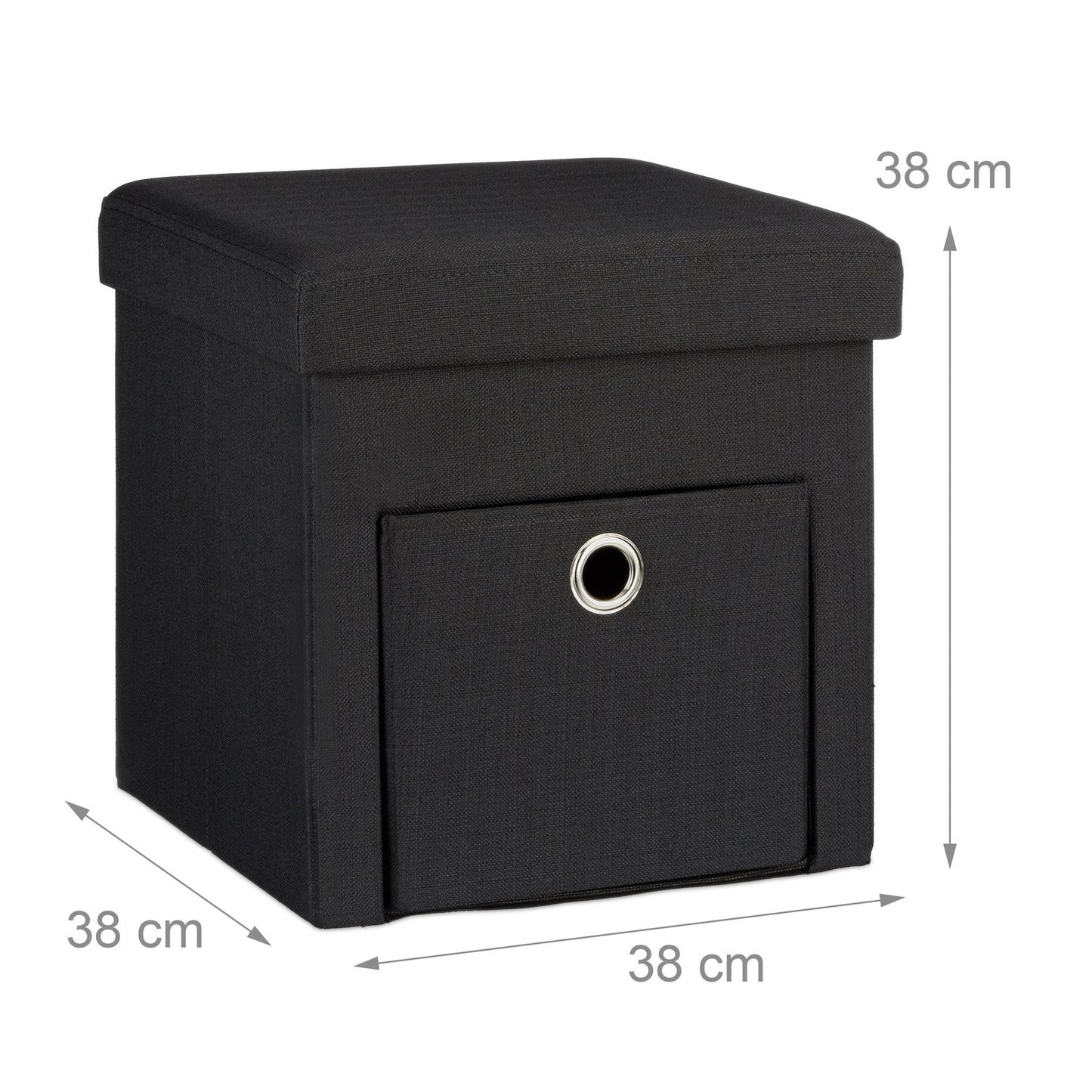 Folding stool in linen with compartment