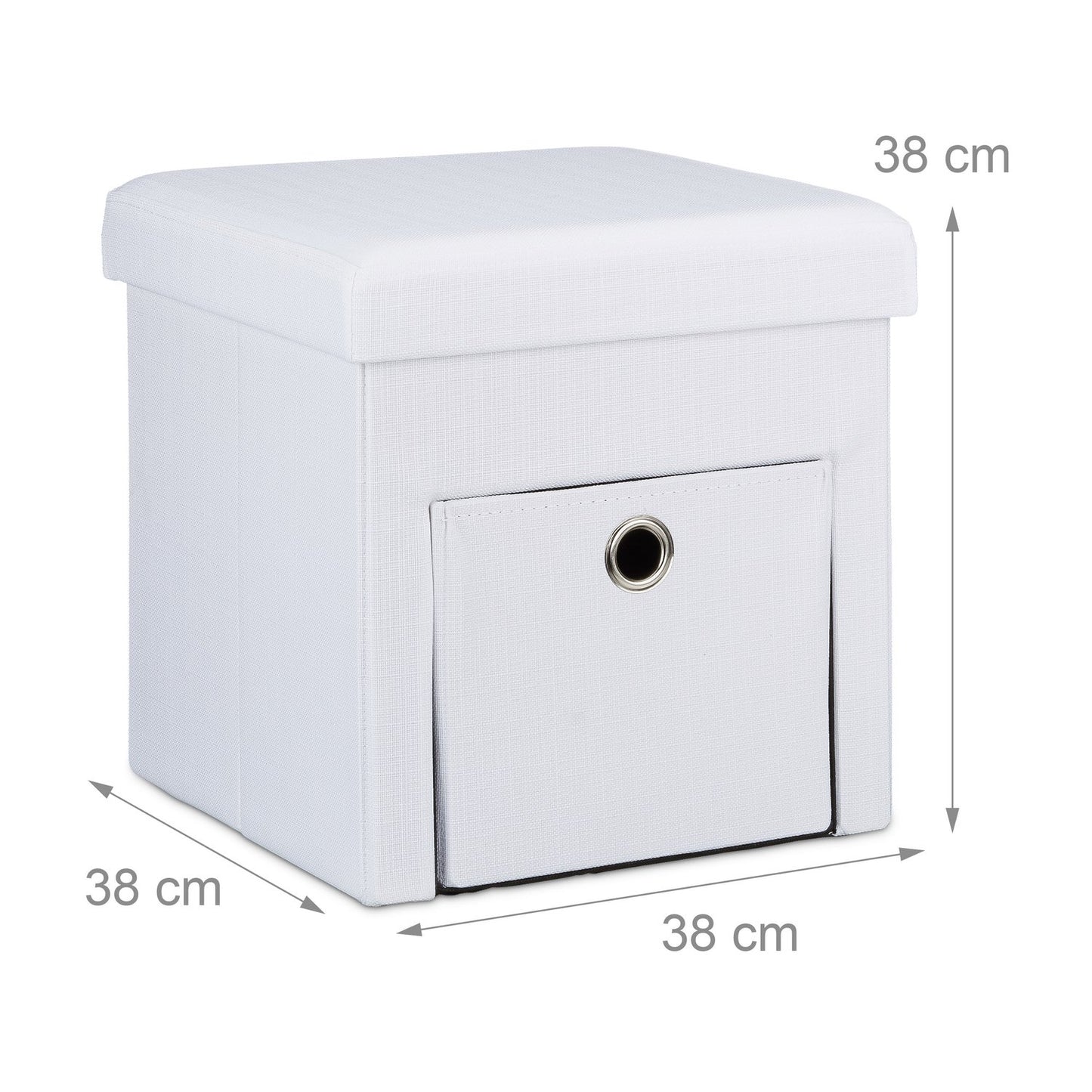 Folding stool in linen with compartment