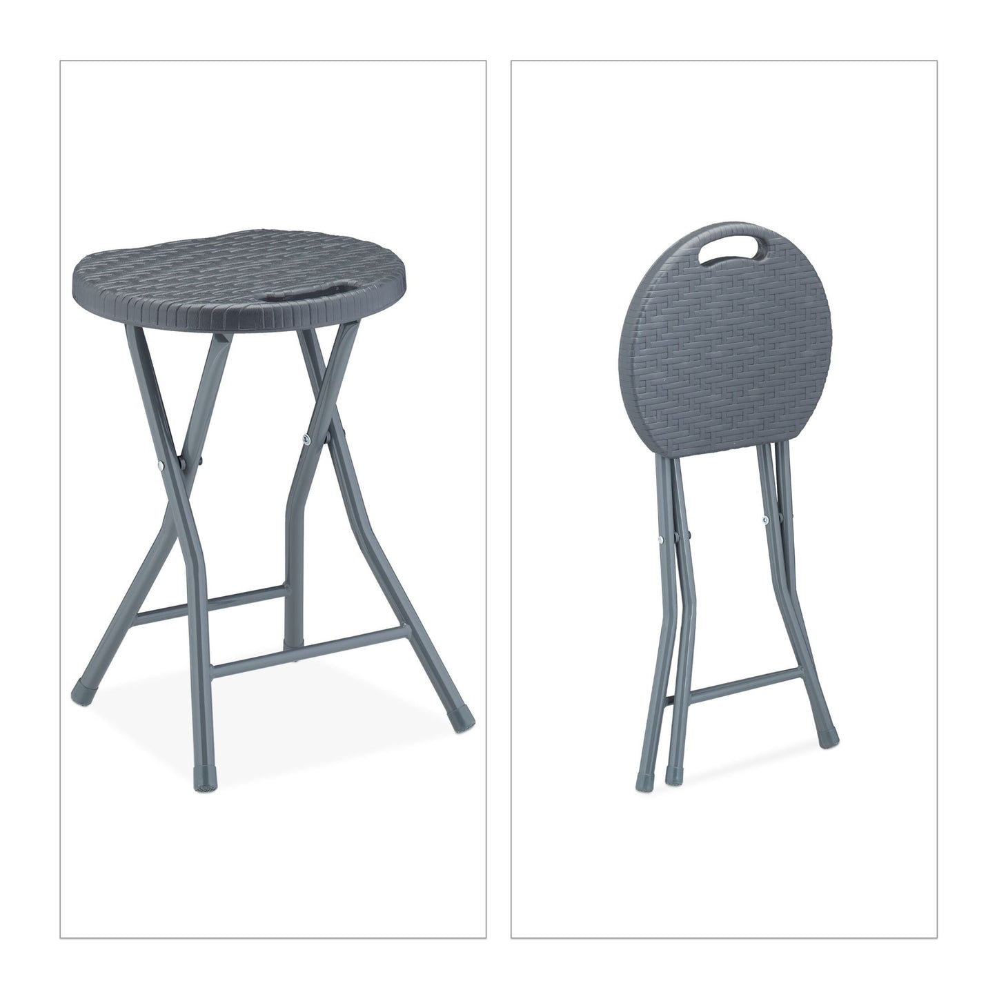 Folding stool in rattan - set of 2