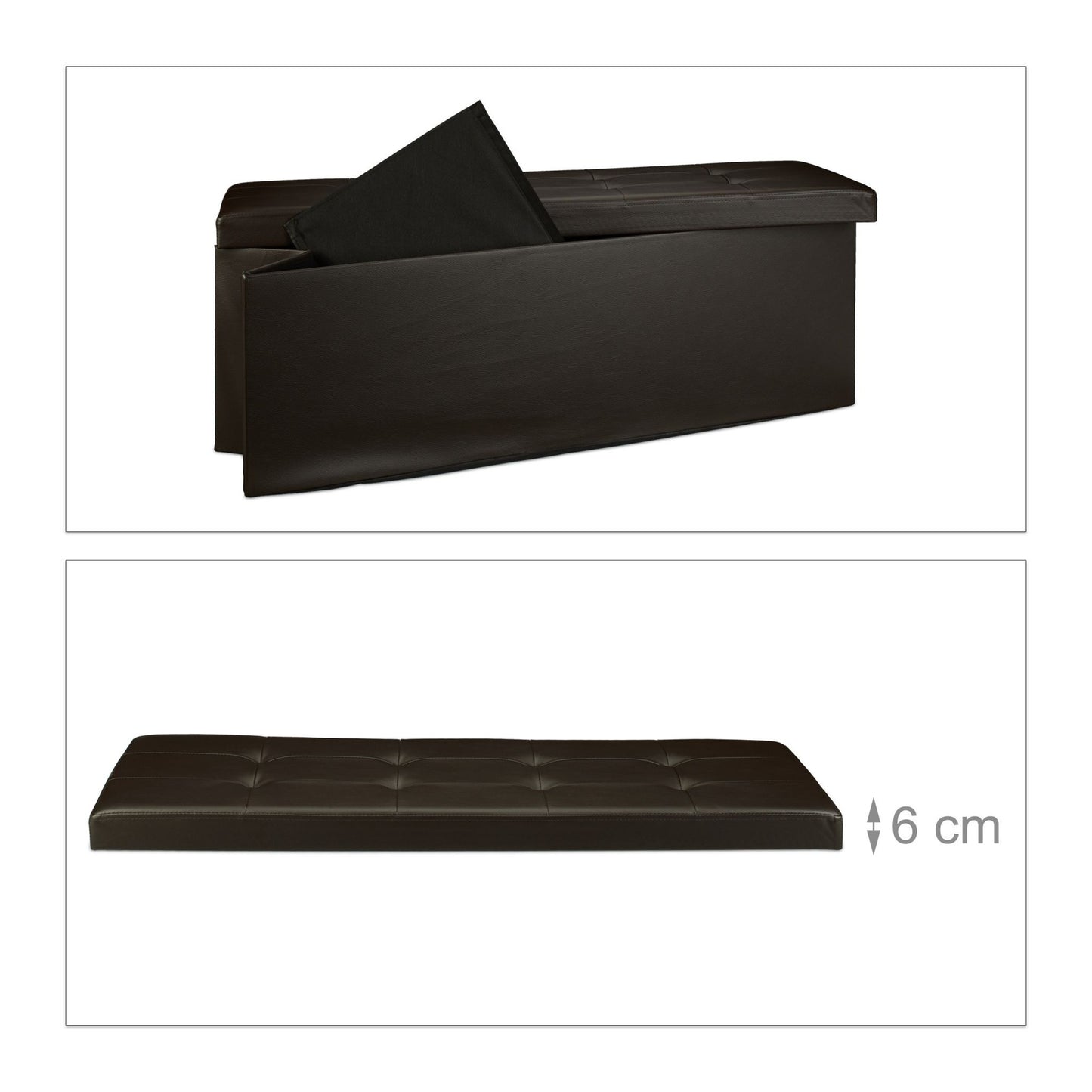 Folding storage bench in artificial leather