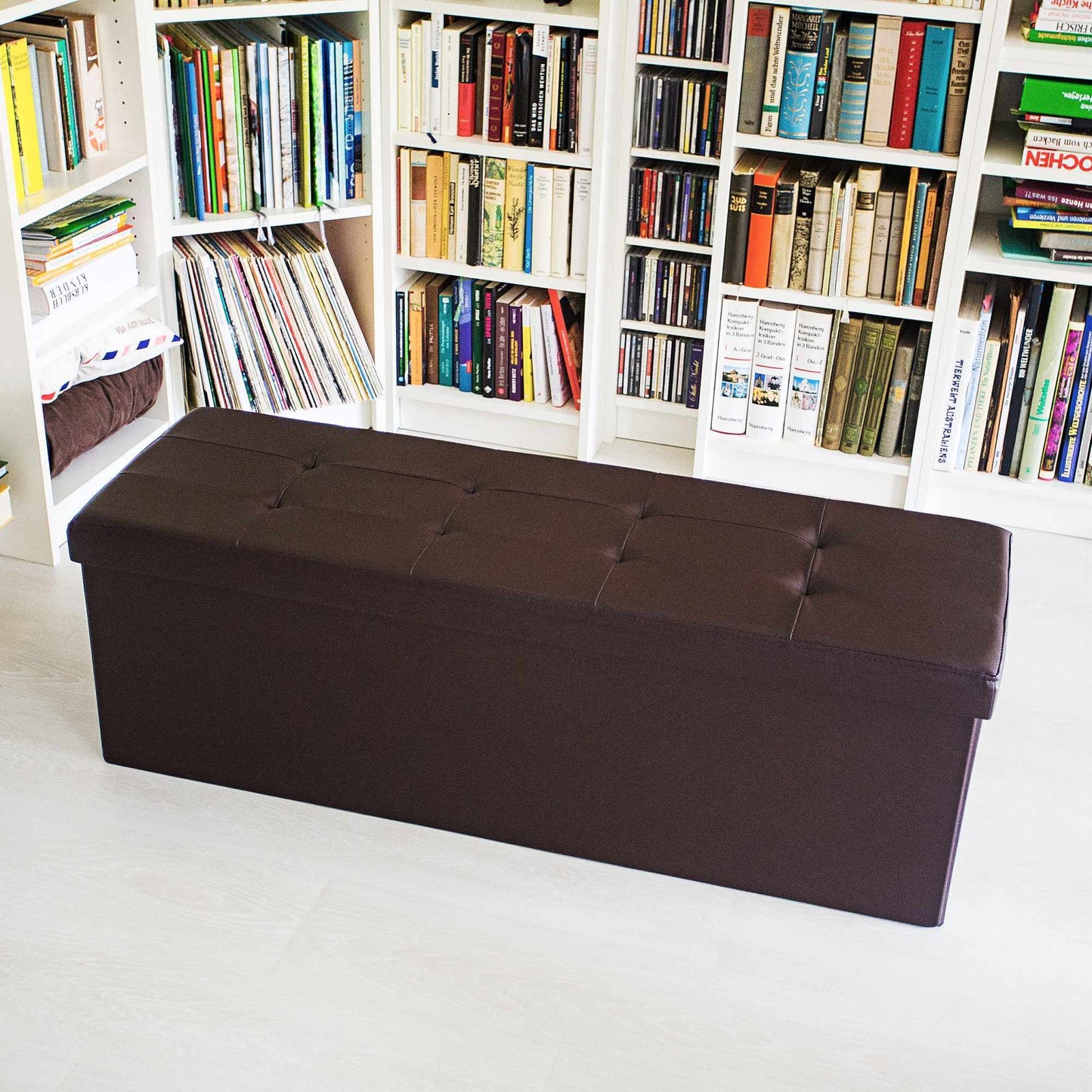 Folding storage bench in artificial leather