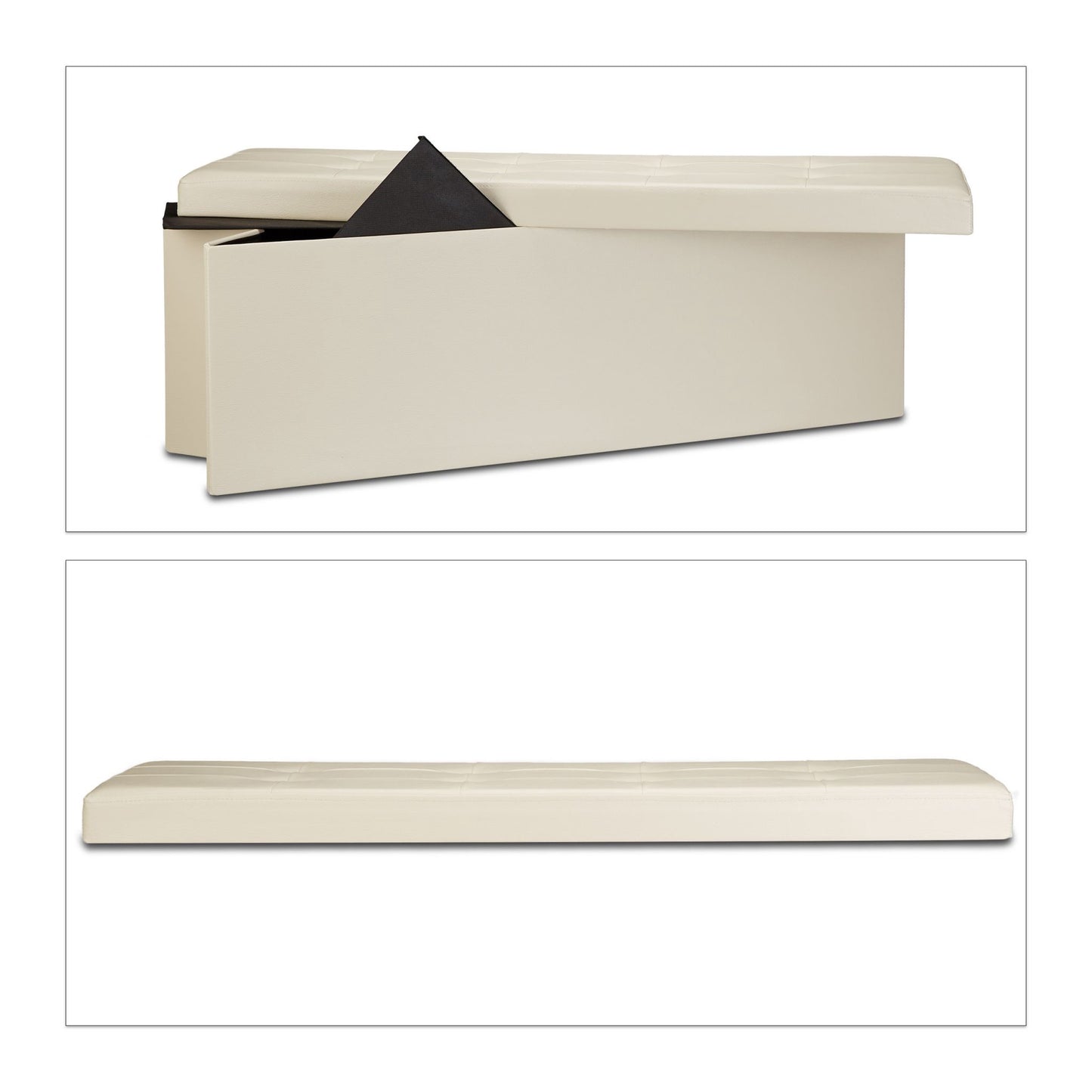 Folding storage bench in artificial leather