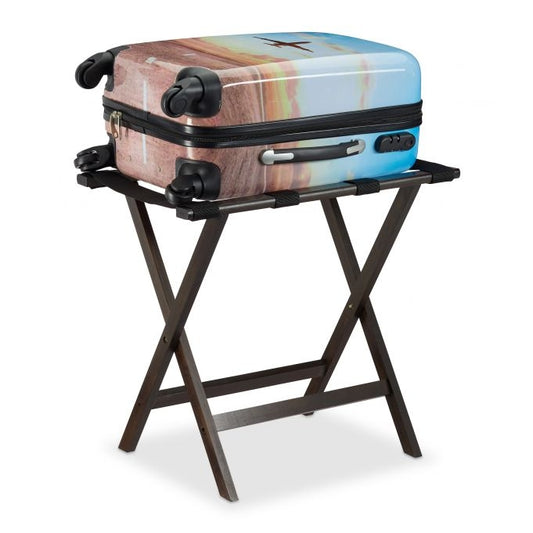 Folding suitcase stand in dark brown