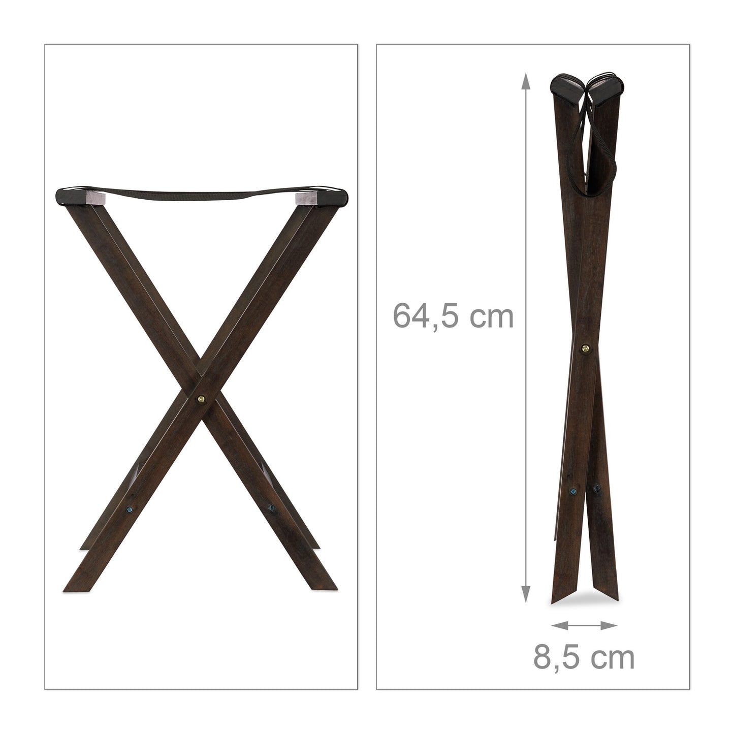 Folding suitcase stand in dark brown