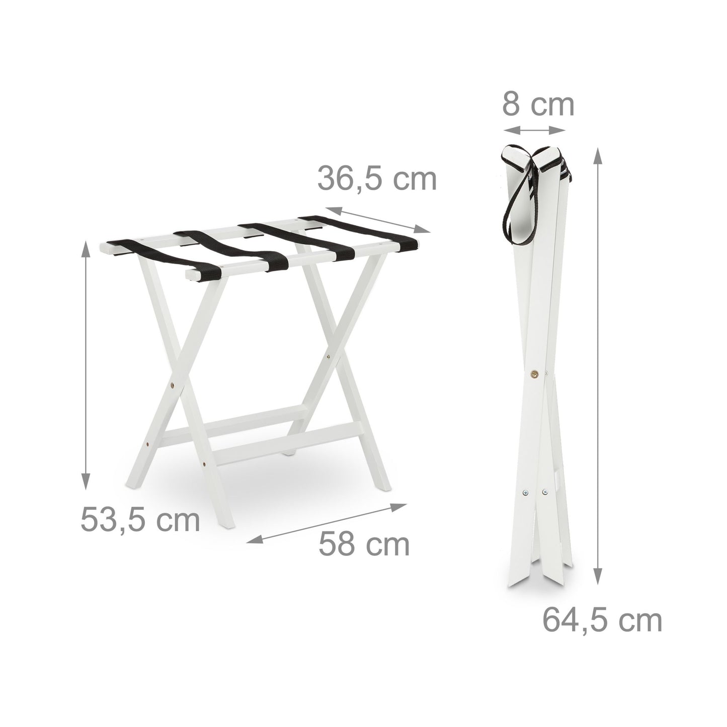Folding suitcase stand in white