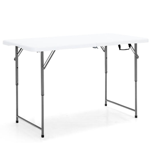 Folding table double folding picnic table with height adjustment white