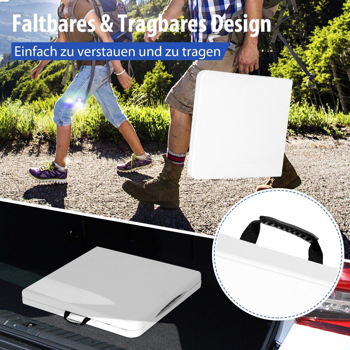 Folding table double folding picnic table with height adjustment white