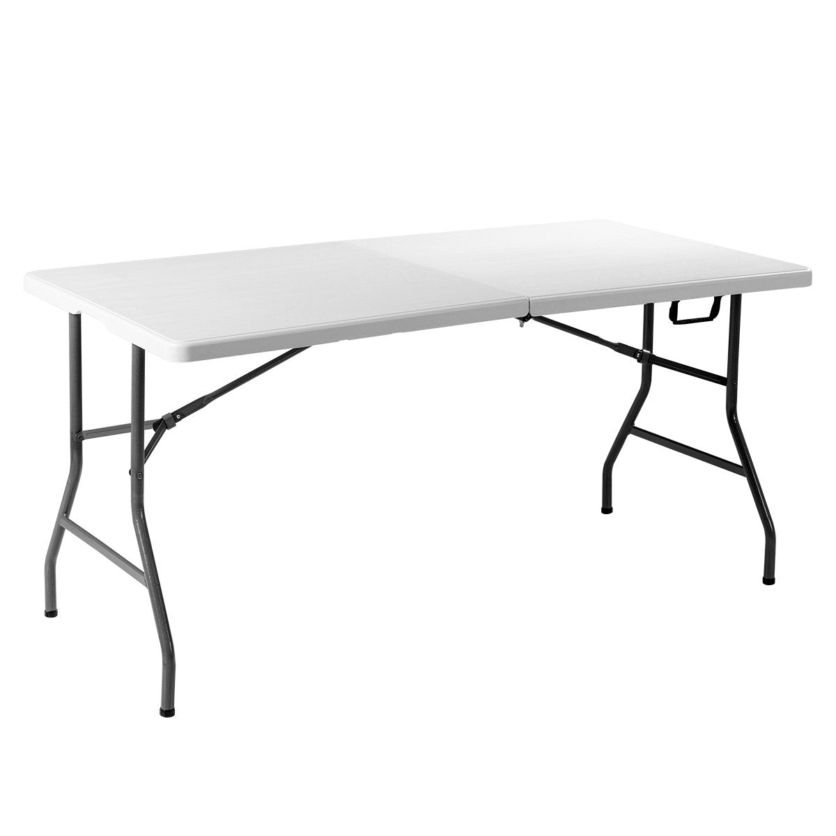 Folding table folding camping table garden table white 153 cm x 74 cm x 74 cm