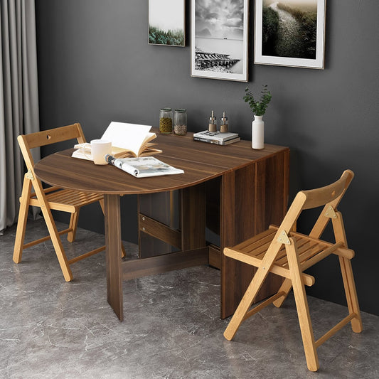 Folding table round balcony table folding garden table brown wood