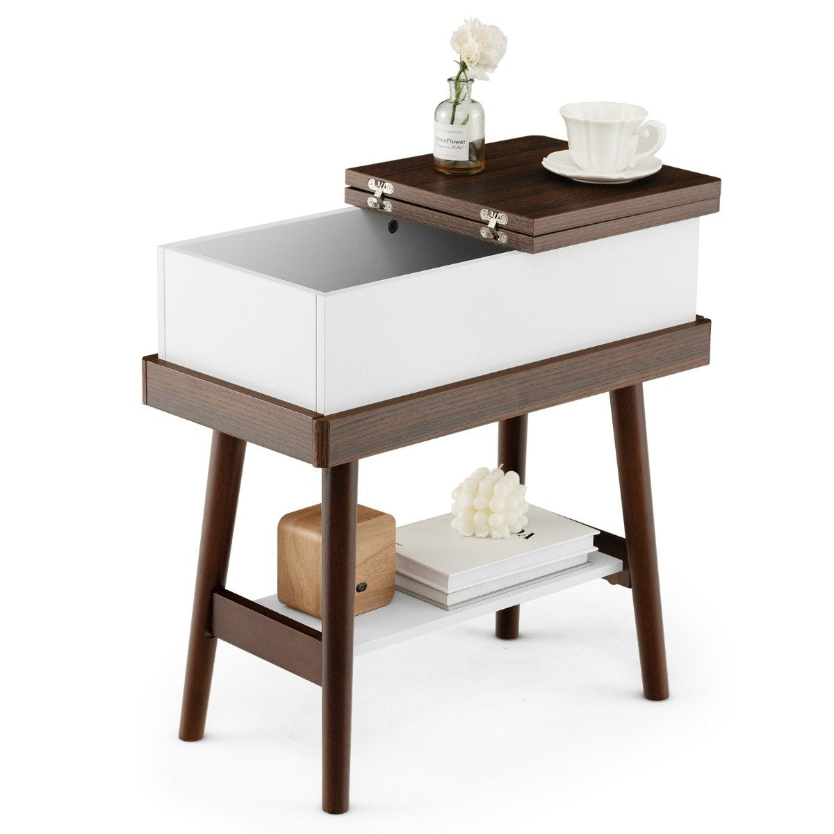 Folding table sofa table with 180° foldable top 60 x 30 x 60 cm dark brown